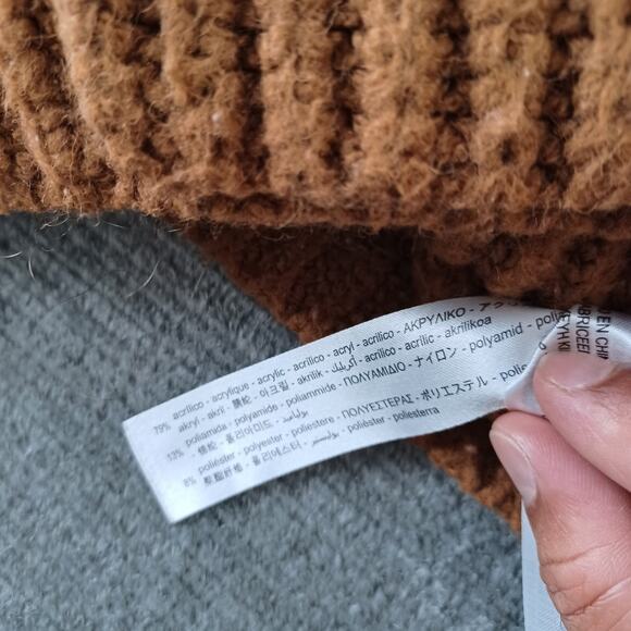 Zara Sweater Cardigan M Brown Knit V Neck Clean Girl Minimal Chunky Casual - Picture 6 of 7